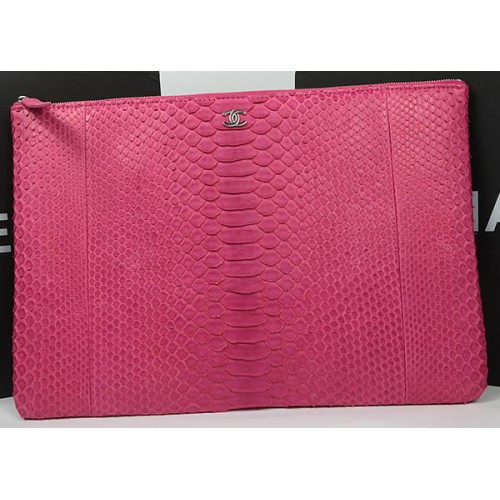 Chanel Bolso De Mano Original Piel De Pitón A82080 Rosa