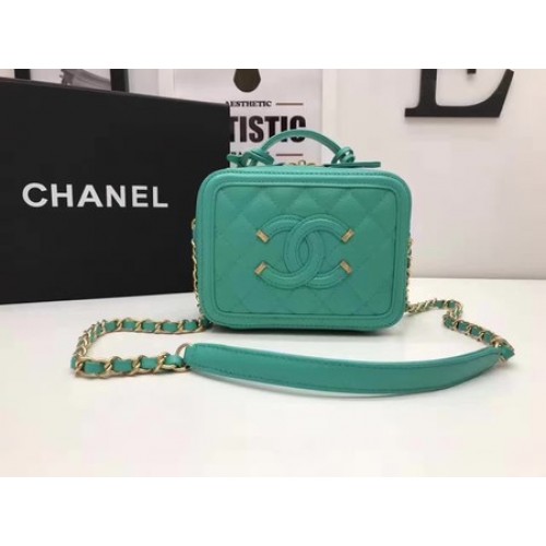Bolso Cosmético Chanel Patrón Cannage Original A93341 Verde