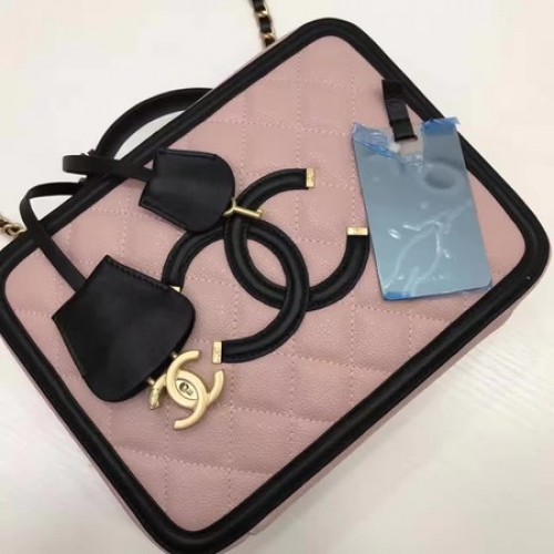 Bolso Cosmético Chanel Original Piel De Oveja A58695 Rosa