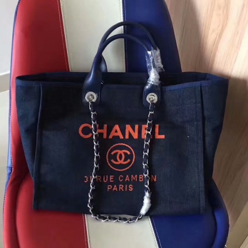 Chanel Deauville Tote Bag Original Lona Cuero A68047-10