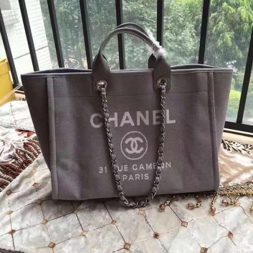 Chanel Deauville Tote Bag Original Lona Cuero A68047-11