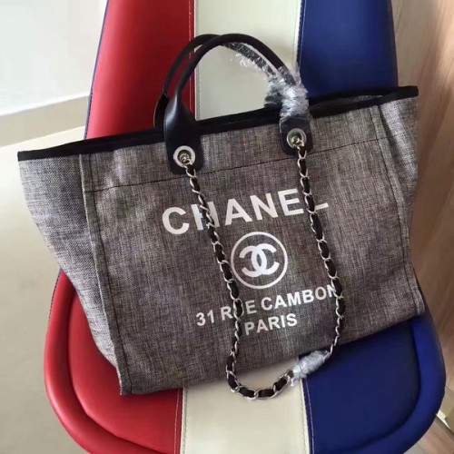 Chanel Deauville Tote Bag Original Lona Cuero A68047-3