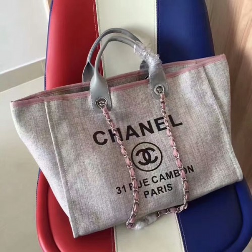 Chanel Deauville Tote Bag Original Lona Cuero A68047-4