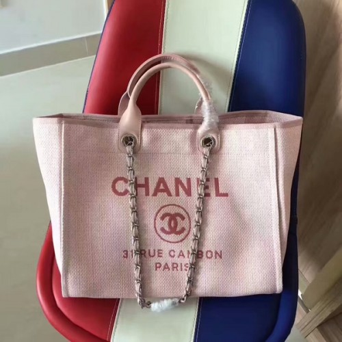 Chanel Deauville Tote Bag Original Lona Cuero A68047-6