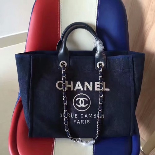 Chanel Deauville Tote Bag Original Lona Cuero A68047-7