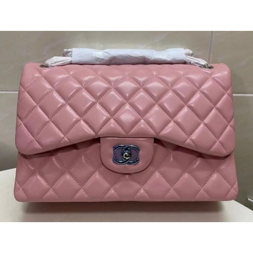 Chanel Bolsos con solapas dobles Cuero de piel de oveja original Jumbo Pink A36097 Gold