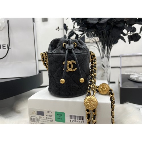 Bolso con cordón Chanel Gold Metal A68081 negro