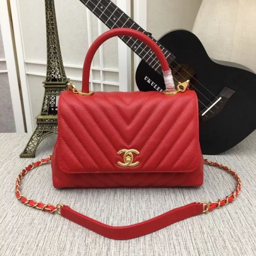 Bolso con solapa Chanel con asa superior 36620 rojo