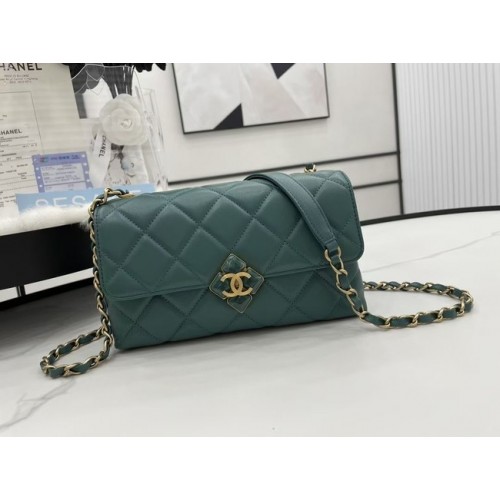 Bolso bandolera Chanel Flap Lambskin AS2557 verde