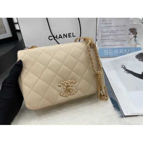 Chanel Flap Lambskin Shoulder Bag AS2975 crema