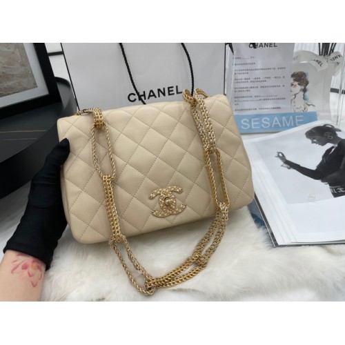 Chanel Flap Lambskin Shoulder Bag AS2976 crema