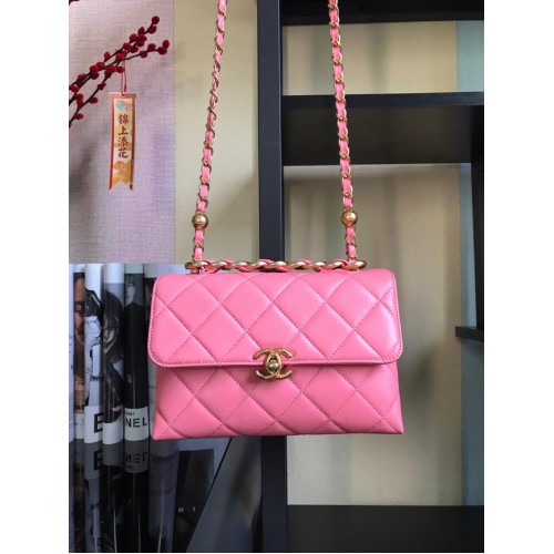 Bolso bandolera Chanel Flap Lambskin AS3011 rosa