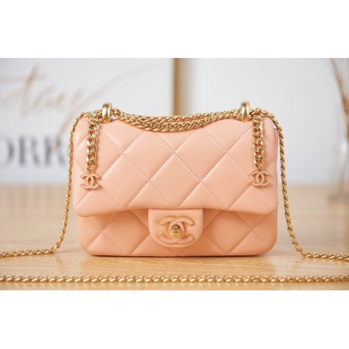 Chanel Flap Lambskin mini bolso de hombro AS3113 rosa