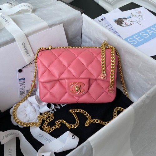 Chanel Flap Lambskin mini bolso de hombro AS3113 rosa