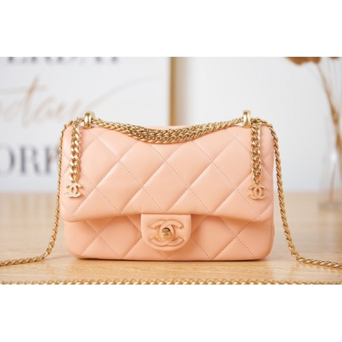 Bolso de hombro Chanel Flap Lambskin pequeño AS3114 rosa