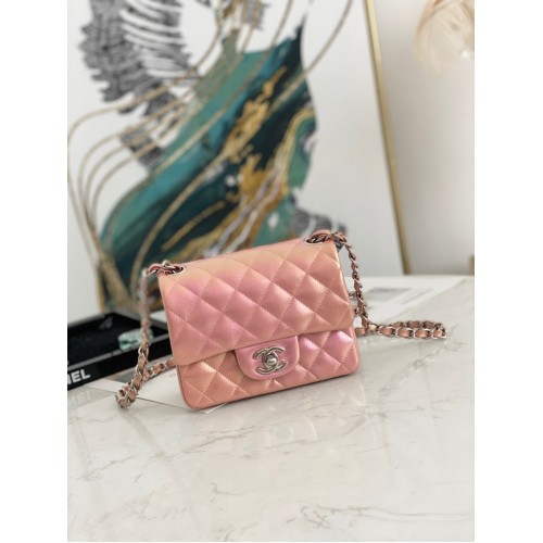 Bolso de hombro Chanel Flap Mirage Lambskin AS1115 rosa