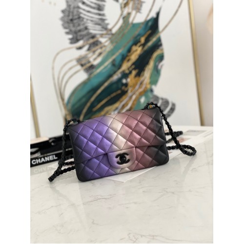 Bolso de hombro Chanel Flap Mirage Lambskin AS1116 negro