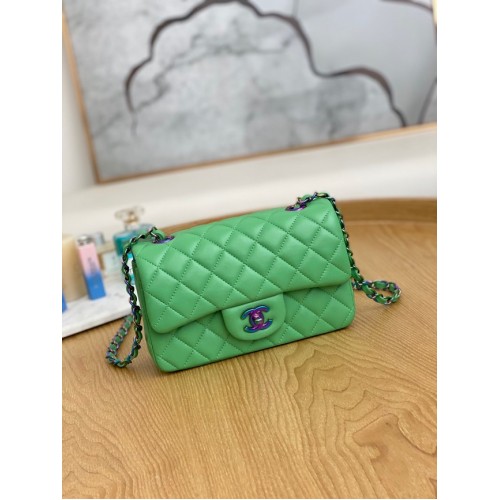 Bolso de hombro Chanel Flap Mirage Lambskin AS1116 verde