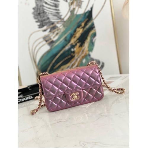 Bolso de hombro Chanel Flap Mirage Lambskin AS1116 violeta