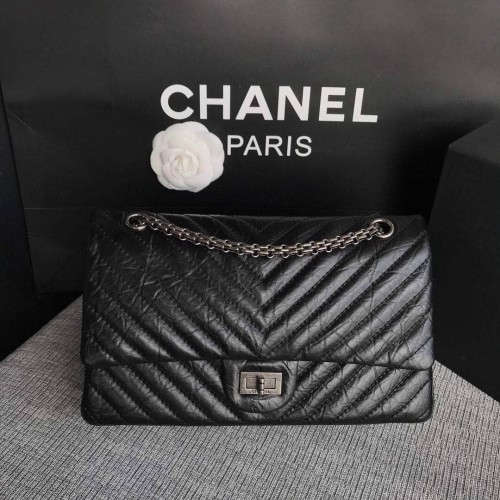 Chanel Flap Original Cuero de vaca 30225 negro Cadena de plata