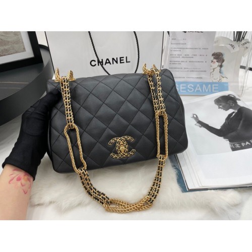 Bolso de hombro Chanel Flap Original Lambskin AS2975 AS2976 Negro