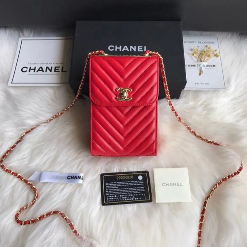 Bolso para móvil Chanel Flap Original 55698 rojo