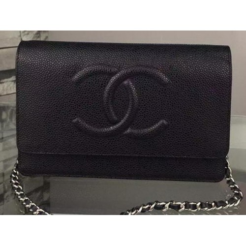 Bolso de hombro con solapa Chanel Patrón Cannage A5373 Negro