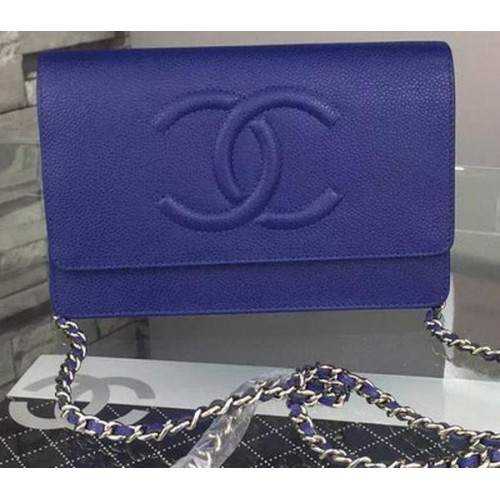 Bolso de hombro con solapa Chanel Patrón Cannage A5373 Azul