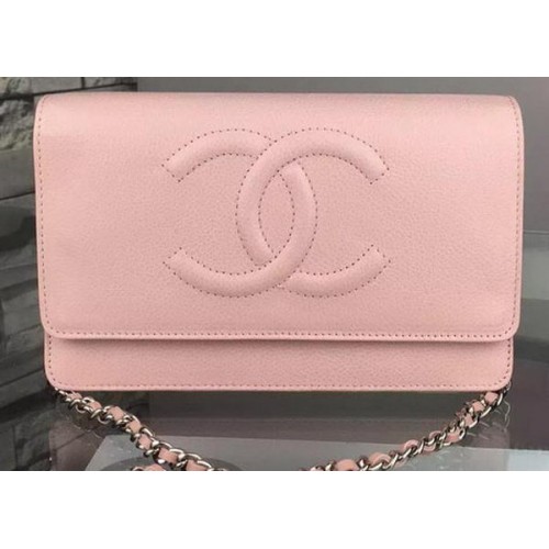 Bolso de hombro con solapa Chanel Patrón Cannage A5373 Rosa