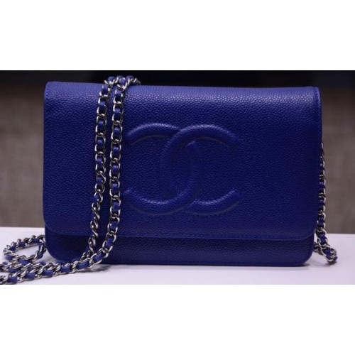 Chanel Flap Bandolera Cavier Cuero A33817 Azul