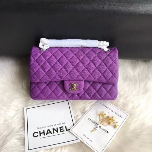 Chanel Flap Shoulder Bag Original Deer leather A1112 cadena de plata morada