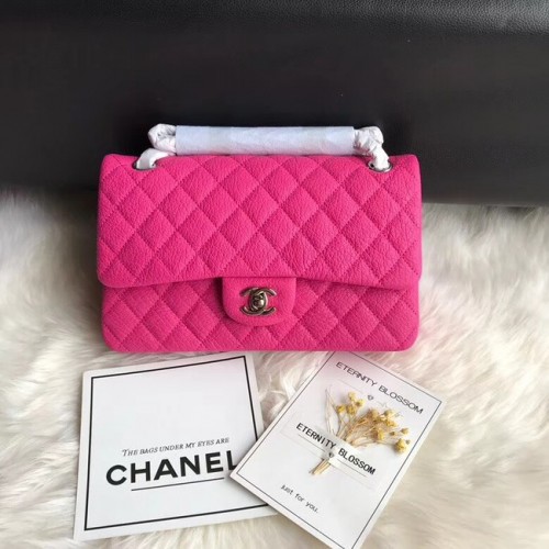 Chanel Flap Shoulder Bag Original Ciervo cuero A1112 cadena de plata rosa