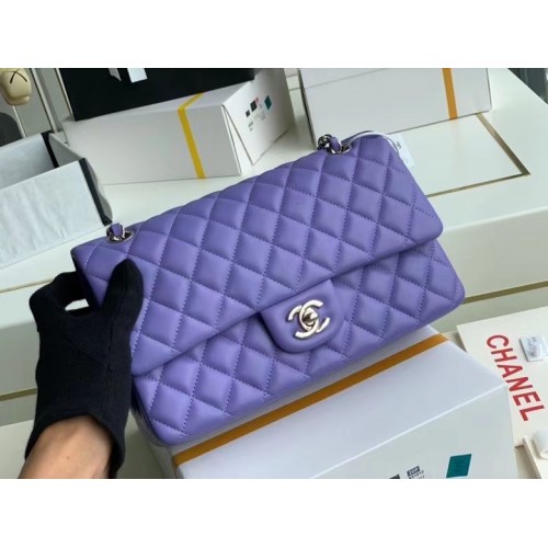 Chanel Flap Shoulder Bag Original Piel de oveja A1112 Púrpura