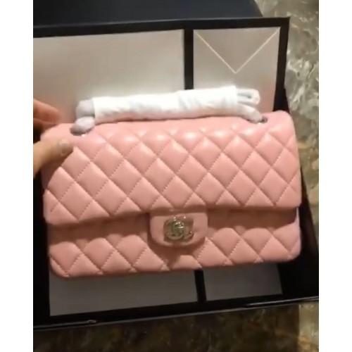 Chanel Flap Shoulder Bag Original piel de oveja A1112 rosa claro