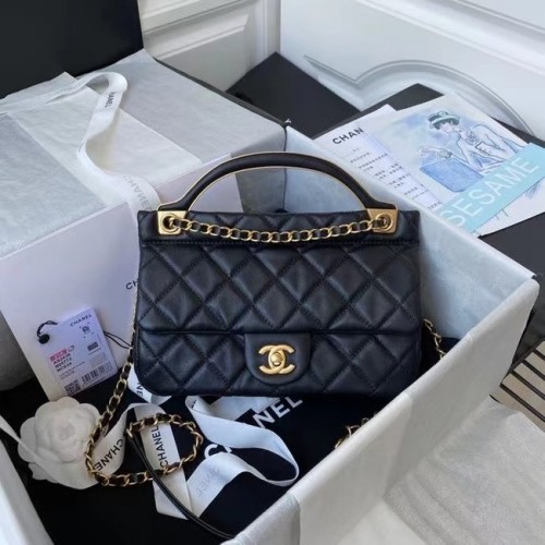 Chanel Flap Shoulder Bag Cuero original AS2438 negro