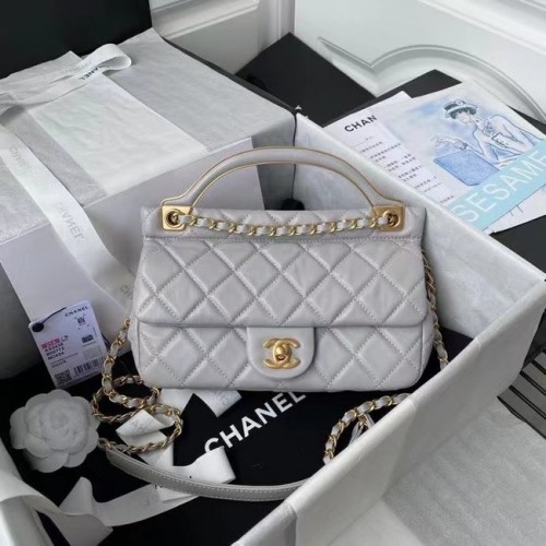 Chanel Flap Shoulder Bag Cuero original AS2438 gris