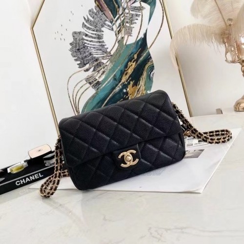 Chanel Flap Shoulder Bag Cuero original AS2528 negro