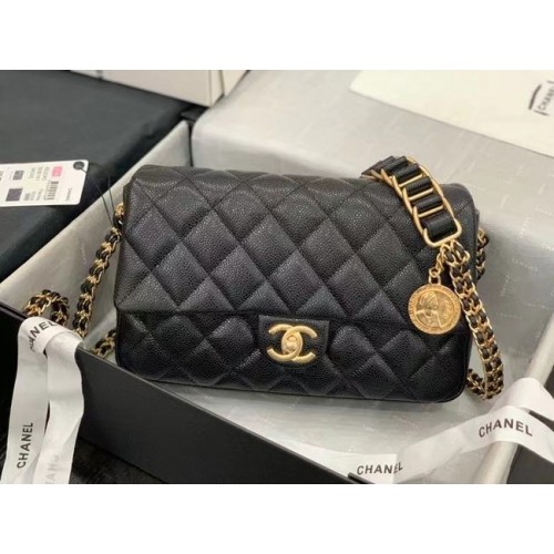 Chanel Flap Shoulder Bag Cuero original AS2543 negro