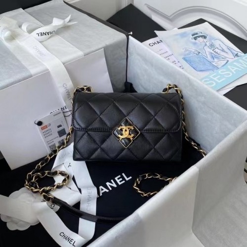 Chanel Flap Shoulder Bag Cuero original AS2633 negro