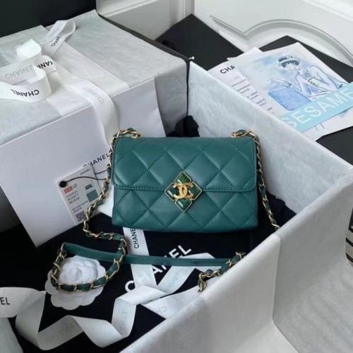 Chanel Flap Shoulder Bag Cuero original AS2633 verde