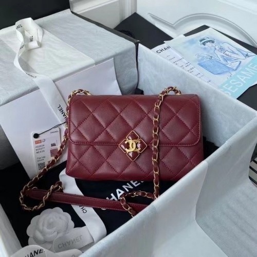 Chanel Flap Shoulder Bag Cuero original AS2634 Vino