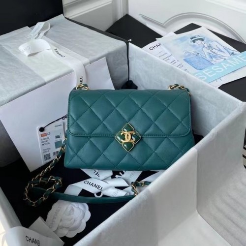 Chanel Flap Shoulder Bag Cuero original AS2634 verde