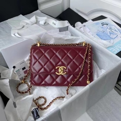 Chanel Flap Shoulder Bag Cuero original AS2649 Vino