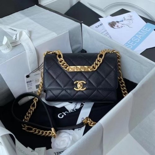 Chanel Flap Shoulder Bag Cuero original AS2711 negro