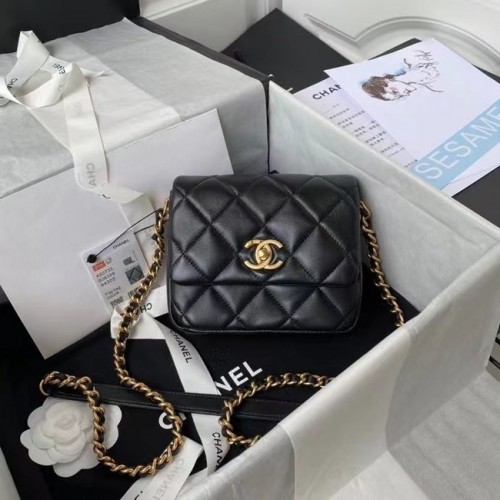Chanel Flap Shoulder Bag Cuero original AS2733 negro