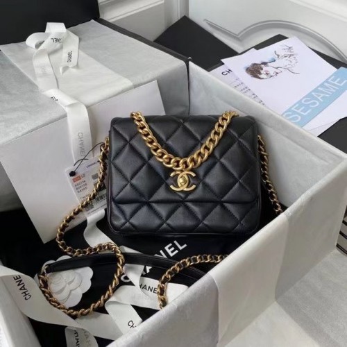 Chanel Flap Shoulder Bag Cuero original AS2734 negro