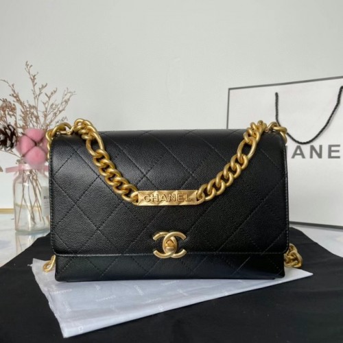 Chanel Flap Shoulder Bag Cuero original AS2764 negro