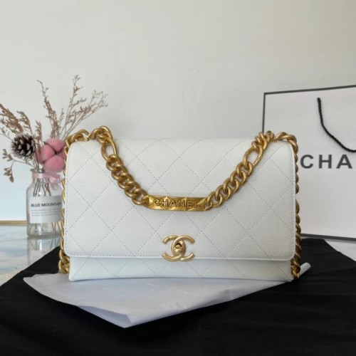 Chanel Flap Shoulder Bag Cuero original AS2764 blanco