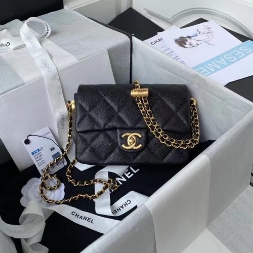 Chanel Flap Shoulder Bag Cuero original AS2855 negro