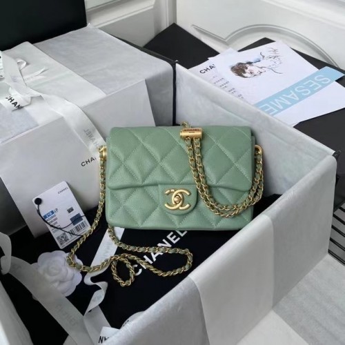 Chanel Flap Shoulder Bag Cuero original AS2855 verde